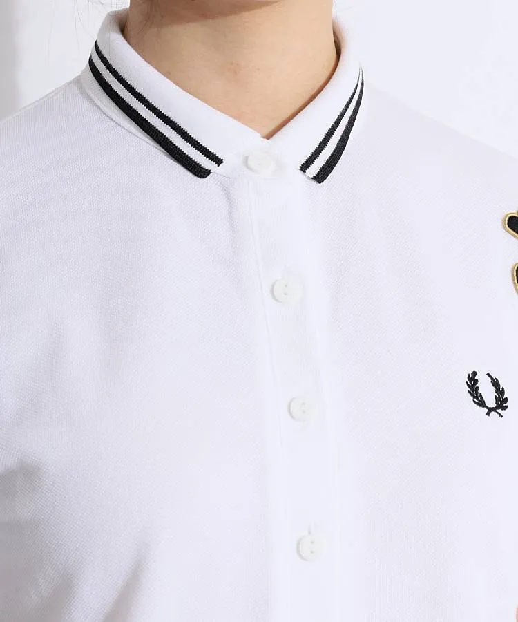 美品　フレッドペリー　ポロシャツ　半袖　ロゴ刺繍　ホワイト　レディースXL相当 FRED PERRY ポロシャツ ポロ 「FRED PERRY/フレッドペリー