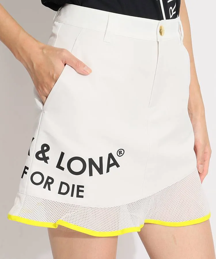 マーク＆ロナ ML 一体型ペチパンツ裾メッシュ切替スカート レディース