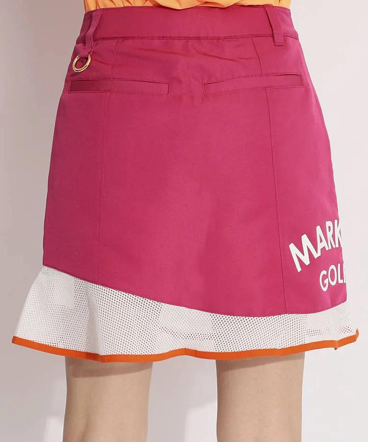 美品！MARK&LONA 一体型ペチパンツ ロゴプリーツスカート