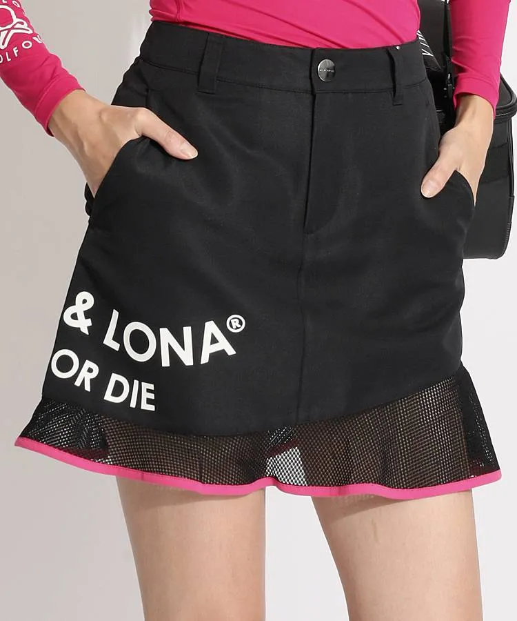 美品！MARK&LONA 一体型ペチパンツ ロゴプリーツスカート ベージュ M マーク＆ロナ ML 一体型ペチパンツ裾メッシュ切替スカート