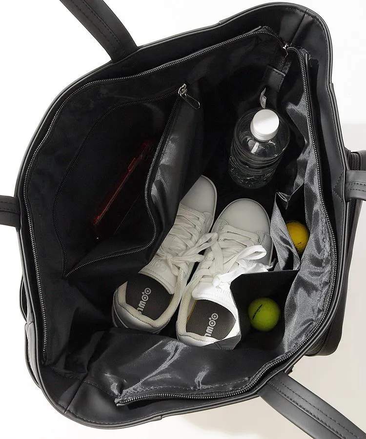 DESCENTE デサント ゴルフ トートバッグ ブラック 合皮 デサントゴルフ DE シューズインポケット合皮トートバッグ