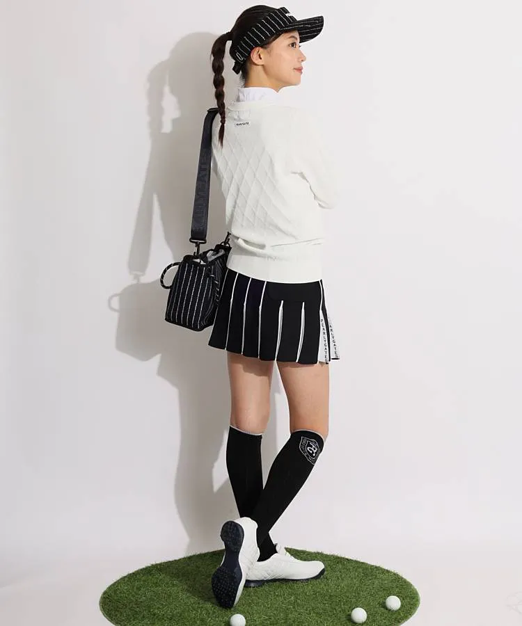 パーリーゲイツ PG アシメ袖アーガイルクルーネックニット