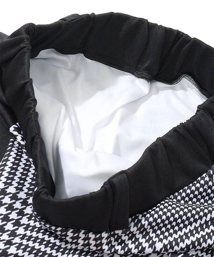 新品　Sサイズ　デルソルゴルフ 吸水速乾切替千鳥セットアップ　白黒　モックネック デルソルゴルフ DL 吸水速乾千鳥チェックセットアップ