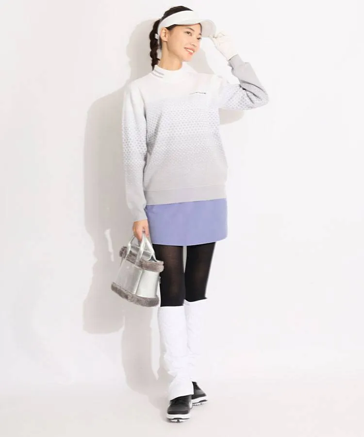 JUN & ROPE 長袖 ニット モックネック ドット グレー