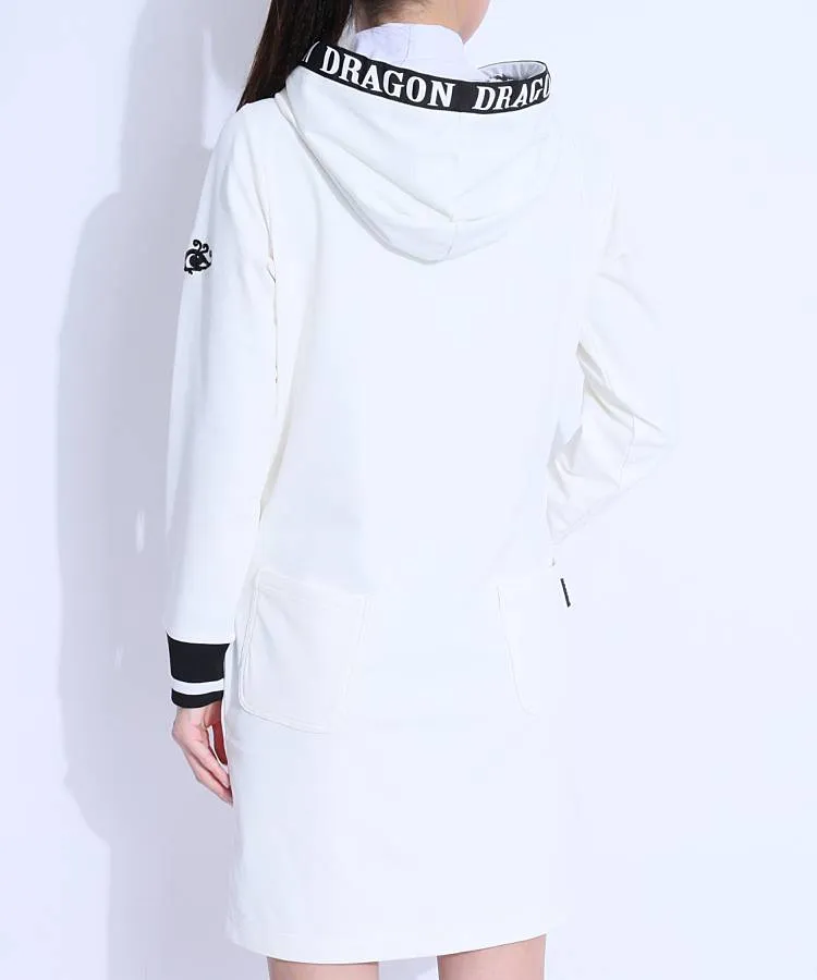 【美品】 DANCE WITH DRAGON フード付き ワンピース Mサイズ ダンスウィズドラゴン DD フード付き裏起毛ロゴテープワンピース