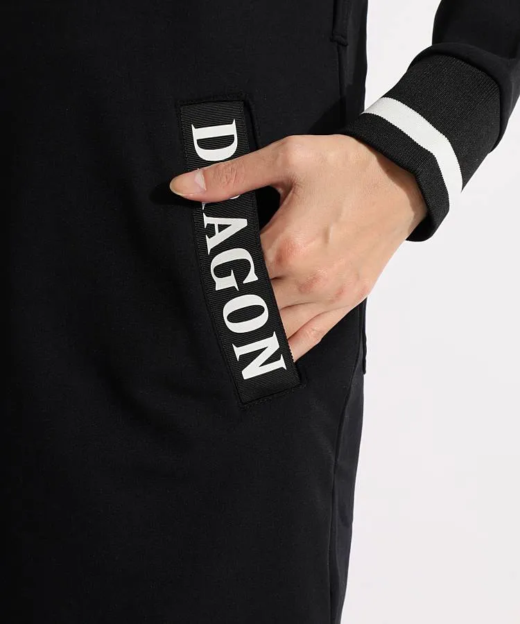 ダンスウィズドラゴン DD フード付き裏起毛ロゴテープワンピース