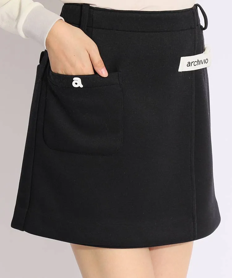 アルチビオ 黒 スカート 38 アルチビオ AR サイドベルトラップスカート