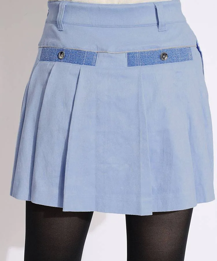 美品！MARK&LONA 一体型ペチパンツ ロゴプリーツスカート ベージュ M 美品！MARK&LONA 一体型ペチパンツ ロゴプリーツスカート