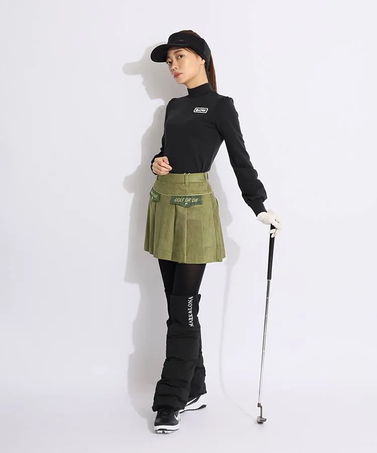 美品！MARK&LONA 一体型ペチパンツ ロゴプリーツスカート ベージュ M 美品！MARK&LONA 一体型ペチパンツ ロゴプリーツスカート