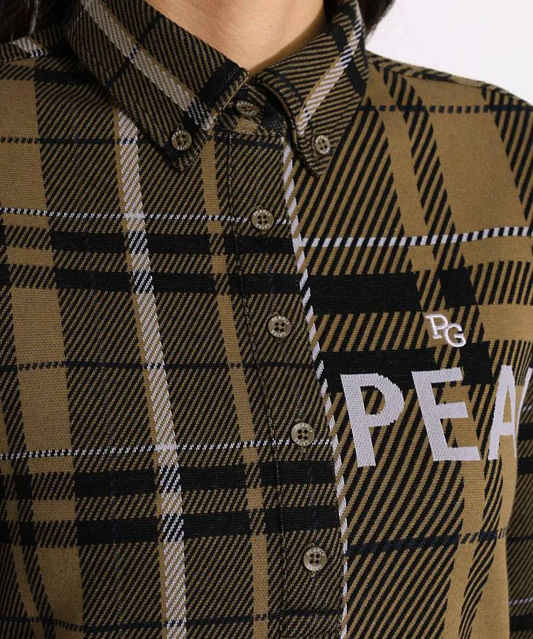 パーリーゲイツ PG 【リサイクル】ジャガードチェック柄ロゴ切替長袖