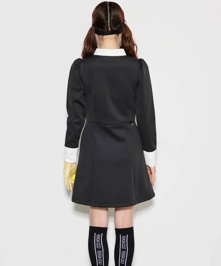 リエンダゴルフ RI 総柄ロゴUVパフスリーブ長袖ポロワンピース