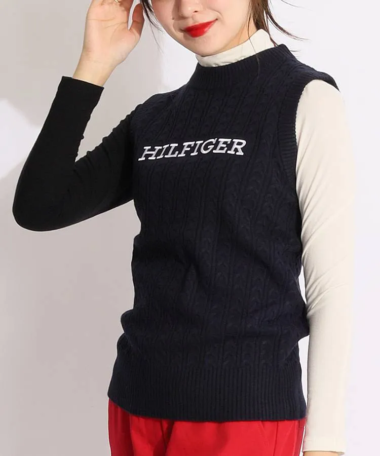 トミーヒルフィガーゴルフ TH フロント刺繍ロゴケーブルニットベスト