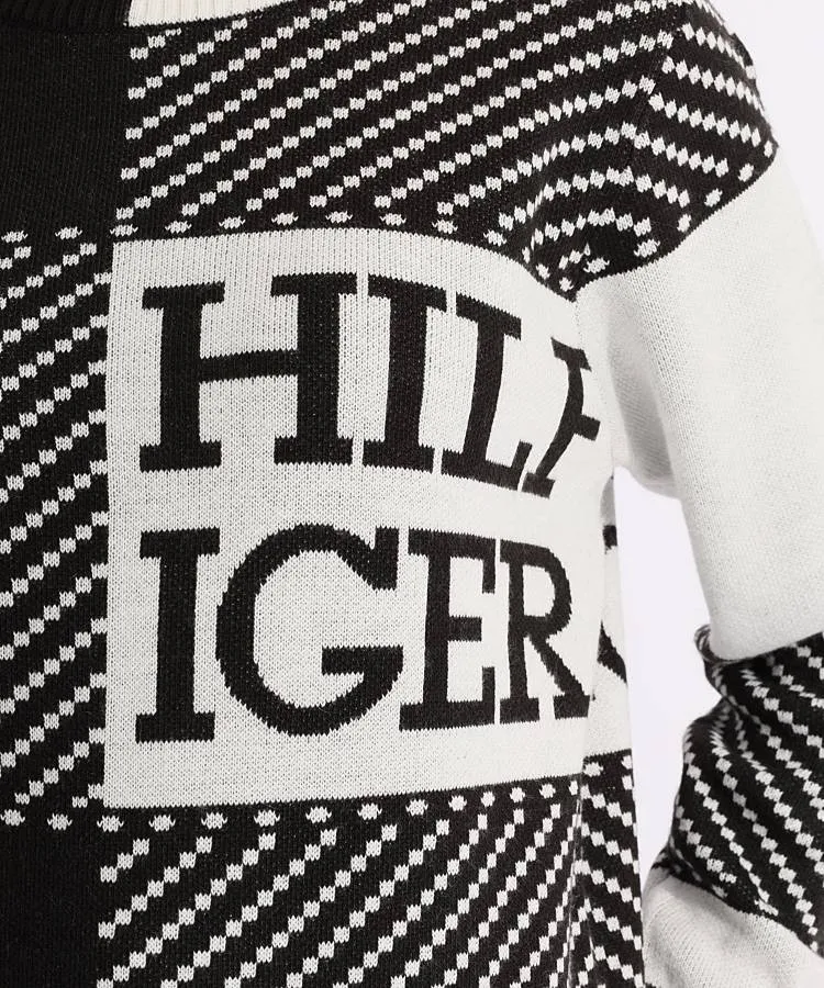 トミーヒルフィガーゴルフ TH ブロックチェックボトルネックニット