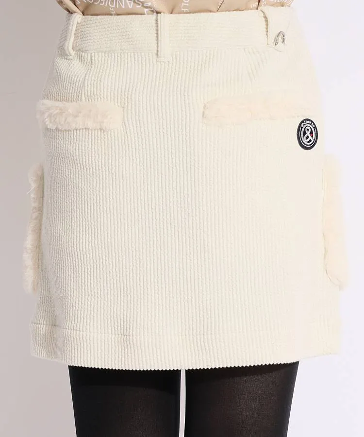 ☆新品☆and per se マルチストレッチファー切替コーディロイスカート