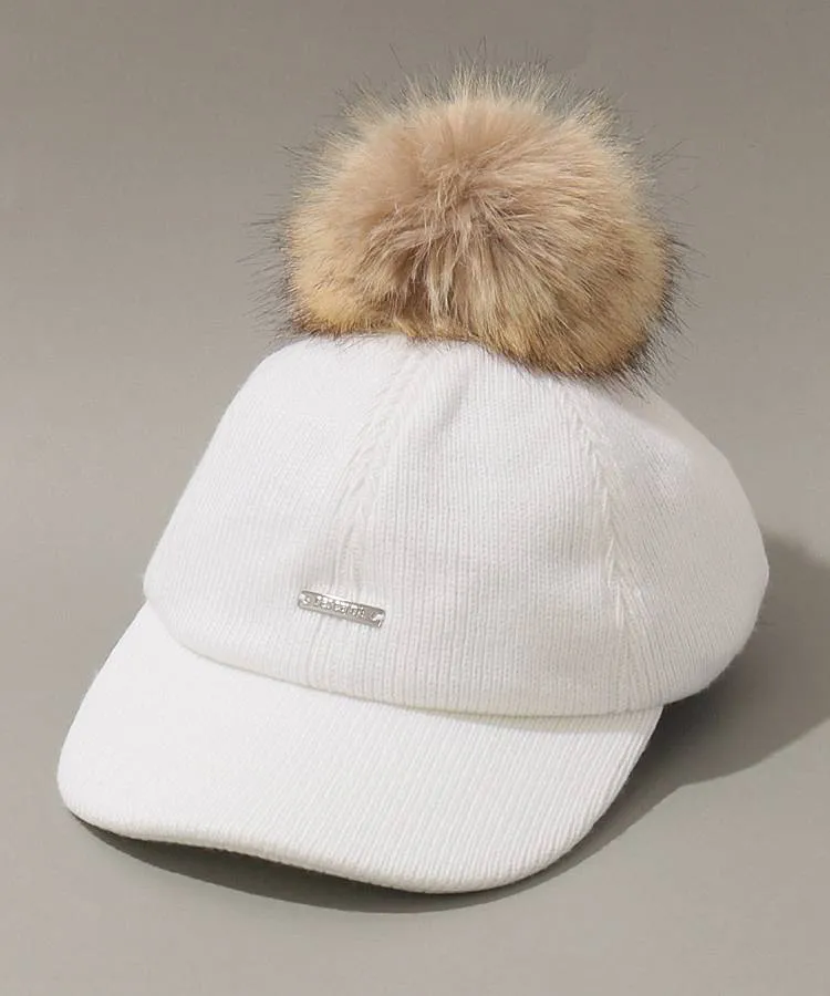 デサント ポンポン付きホワイトキャップ デサント シャギーニット