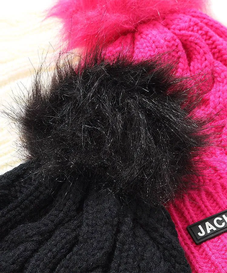 ジャックバニー JB ファーポンポン付き裏フリースニット帽
