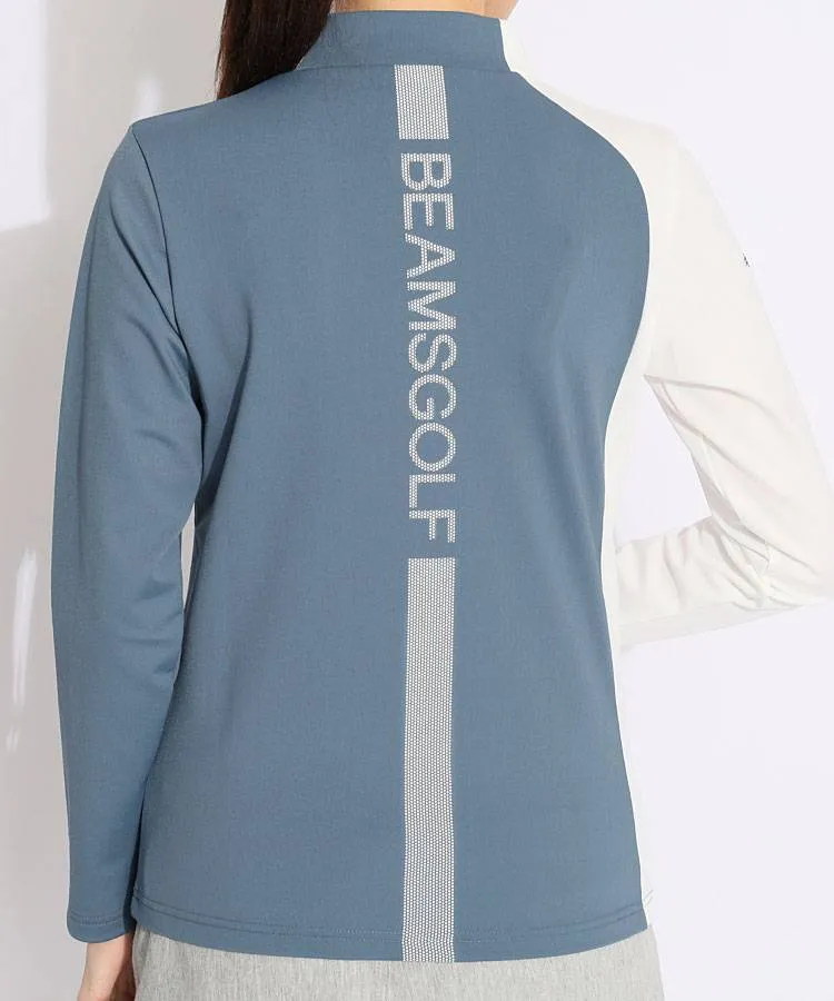 ★美品★BEAMS　GOLF　バイカラーUVモックネック　サイズ　L ビームスゴルフ BE UVバイカラー長袖モックネックカットソー