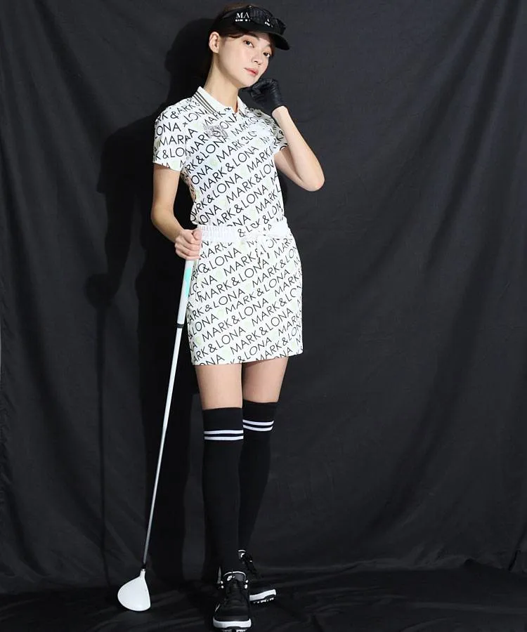 ★美品★MARK&LONA　CODE　スリーブドロストバイアスロゴ半袖ポロシャツ マーク＆ロナ CD [CODE]スリーブドロストバイアスロゴ半袖