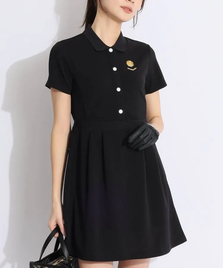 極美品 MARK & LONA ロゴ入り　ポロワンピース ゴルフウェア マーク＆ロナ ML シーリングロゴダンボール半袖ポロワンピース