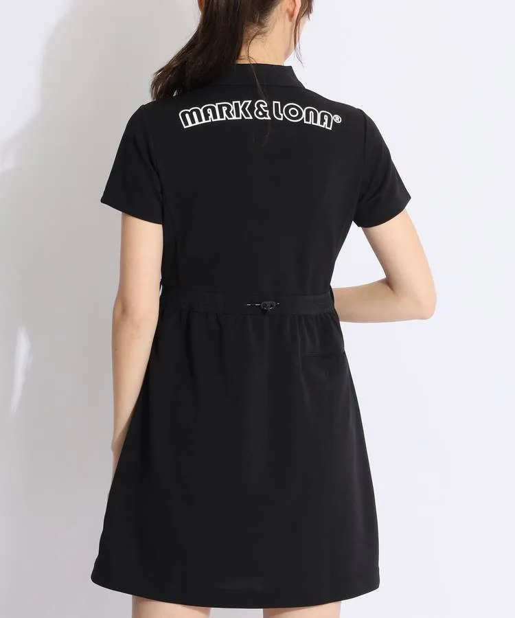 極美品 MARK & LONA ロゴ入り　ポロワンピース ゴルフウェア マーク＆ロナ ML シーリングロゴダンボール半袖ポロワンピース