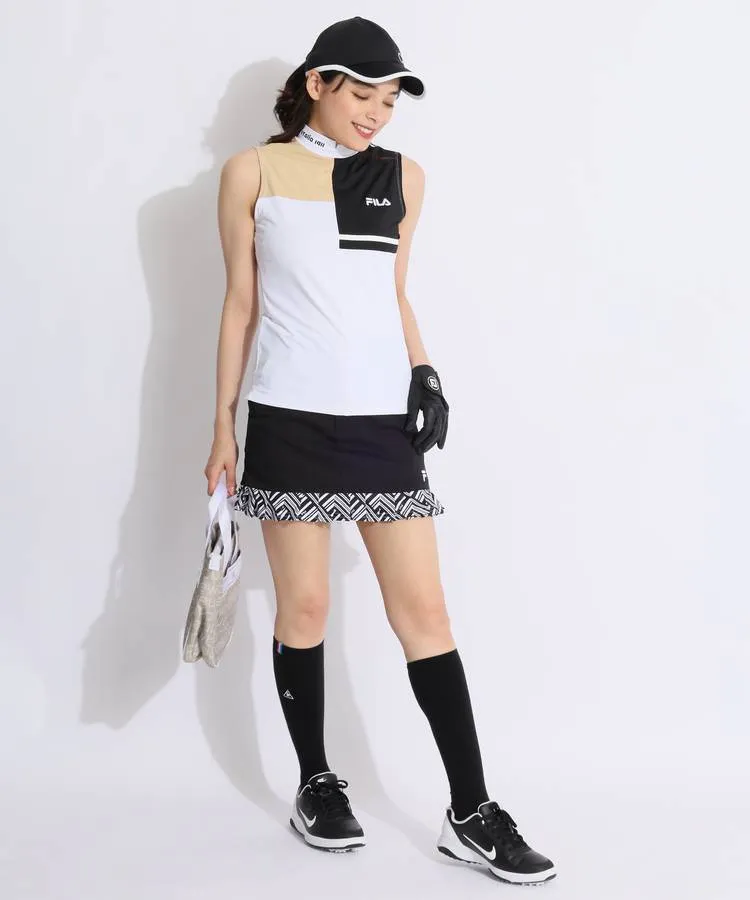 GFORE ゴルフウェア セット ノースリーブ×キュロット 白×赤 ィコーデ⛳ フィラゴルフ FG 吸汗速乾UVカラーブロックノースリーブ