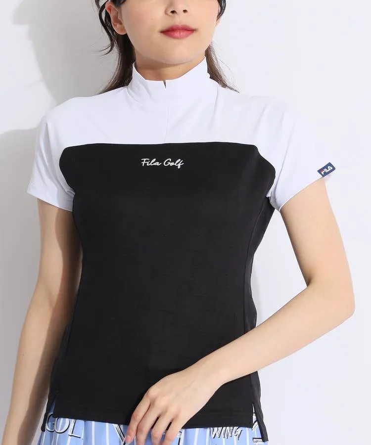 フィラゴルフ FG 吸汗速乾バイカラー半袖モックネックカットソー