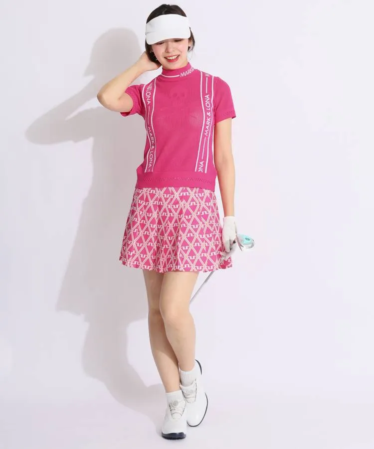 Mark&LONA ゴルフ セーターとスカートセット ピンク マーク＆ロナの半袖カットソーを使ったスタイリング・コーディネート