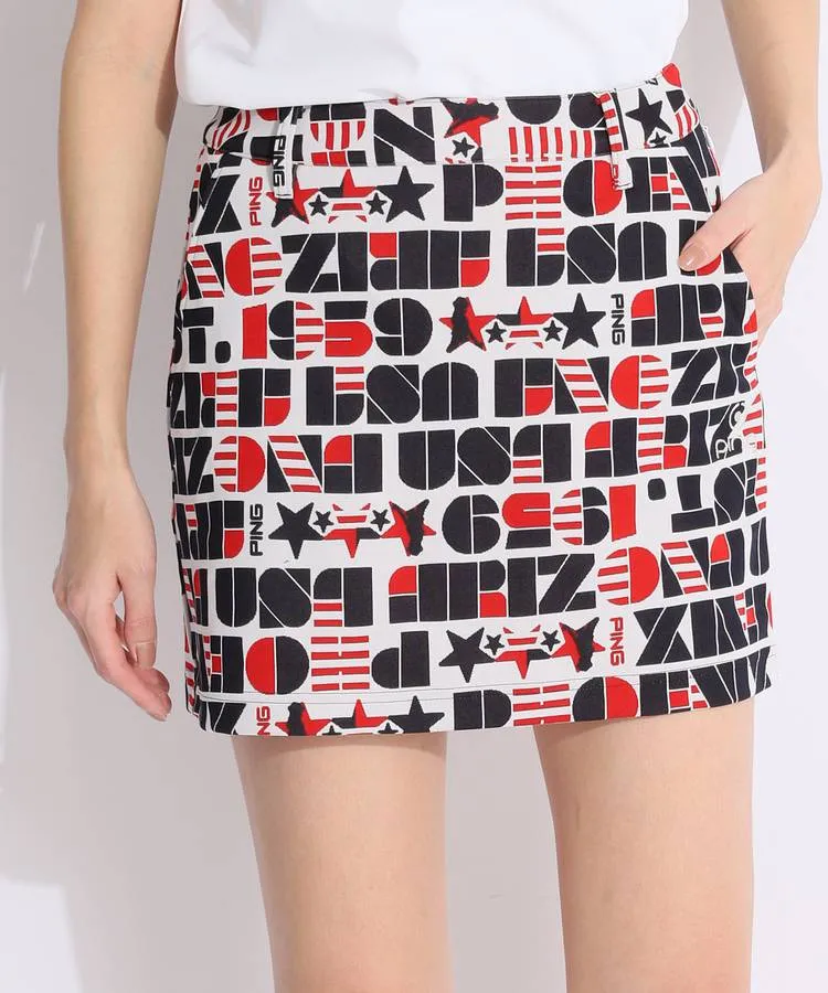 USA風ロゴボーダーストレッチスカート