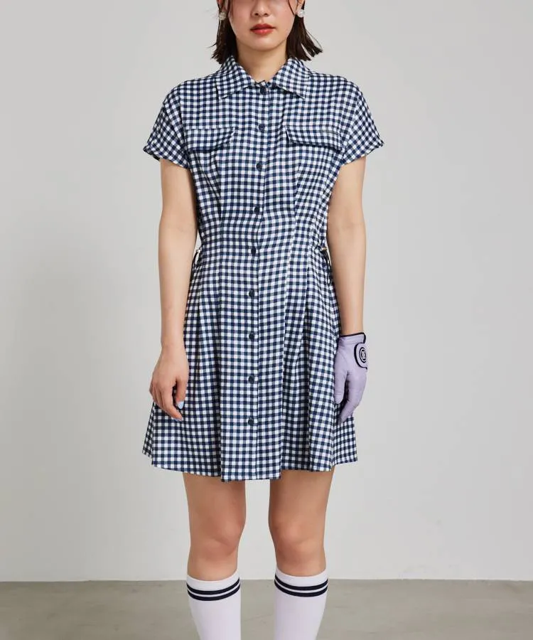 リエンダゴルフ RI ギンガムチェックドロスト半袖ワンピース