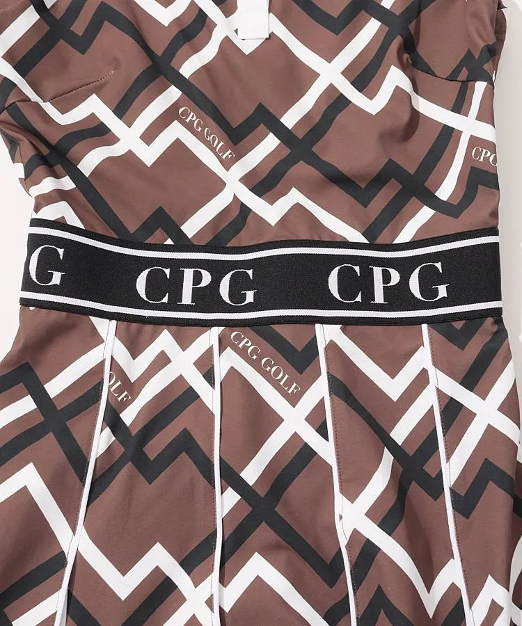 CPG GOLF ワンピースジオメトリックプリントボックスプリーツワンピース シーピージーゴルフ CP ジオメトリック柄ボックスプリーツ