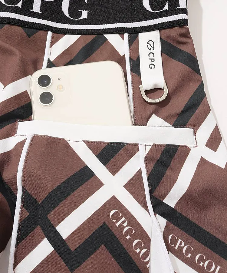 CPG GOLF ワンピースジオメトリックプリントボックスプリーツワンピース シーピージーゴルフ CP ジオメトリック柄ボックスプリーツ