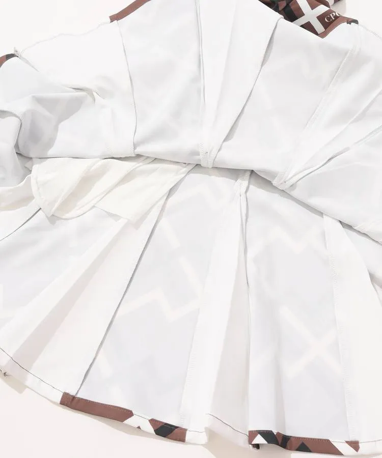 シーピージーゴルフ CP ジオメトリック柄ボックスプリーツワンピース