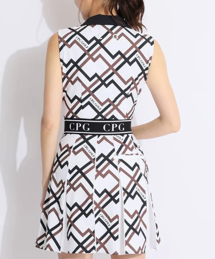 CPG GOLF ワンピースジオメトリックプリントボックスプリーツワンピース シーピージーゴルフ CP ジオメトリック柄ボックスプリーツ
