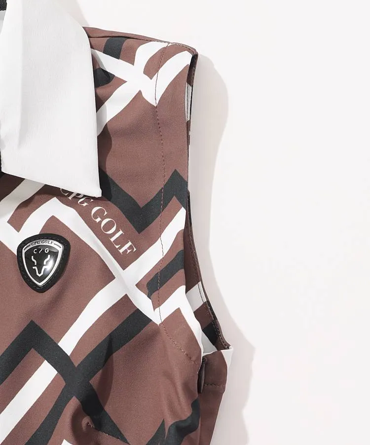 シーピージーゴルフ CP ジオメトリック柄ボックスプリーツワンピース