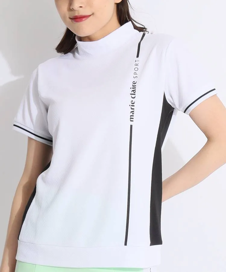 半額満載！スーパーSALE グランドセール！ マリクレール MC 冷感速乾UVバイカラー半袖モックネック レディースウェア