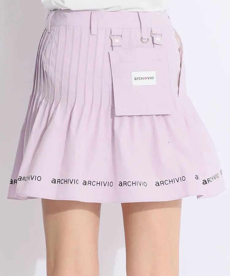 アルチビオ AR ミニポーチ付き裾フレア撥水ロゴラインスカート 