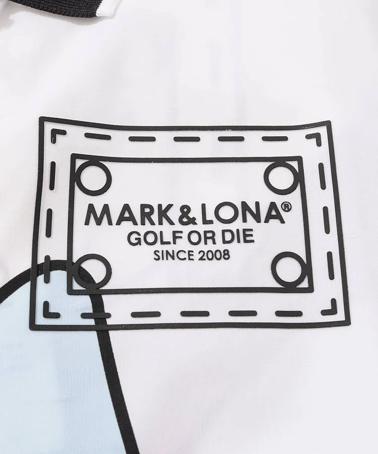 美品✨マーク＆ロナ ポロシャツ 半袖 ゴルフウェア ロゴ ワッペン 大きいサイズ MARK&LONA マークアンドロナ 半袖ポロシャツ ネイビー×ライト
