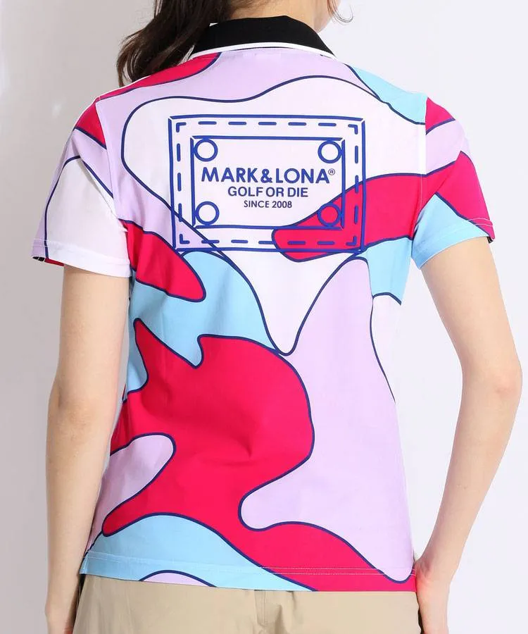 【新品】タグ付き　MARK & LONA 半袖 ポロシャツ ゴルフ MARK&LONA マークアンドロナ 半袖ポロシャツ ブルー×レッド