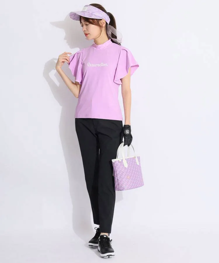 ゴルフウェア　レザレクション　フレアスリーブTシャツMサイズ レザレクション RR ロゴパイピングフレアスリーブモックネック