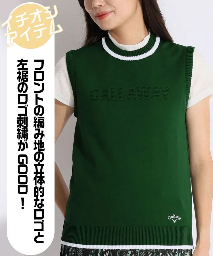 キャロウェイ CA 立体編みロゴクルーネックニットベスト
