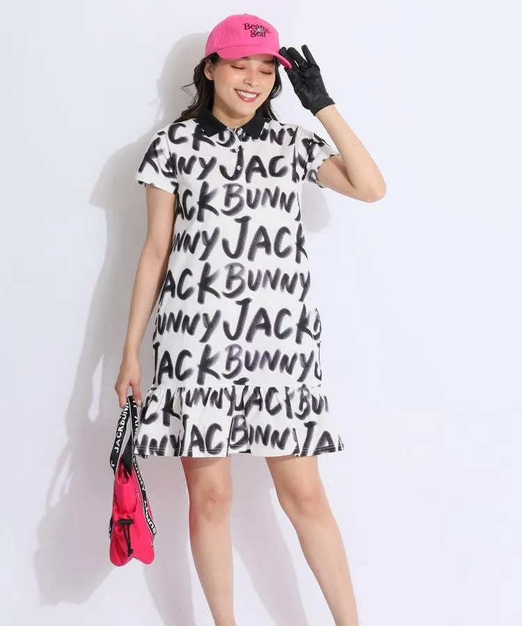 春〜】JACK BUNNY‼︎ ピンク総ロゴ半袖ワンピース 0 (S相当