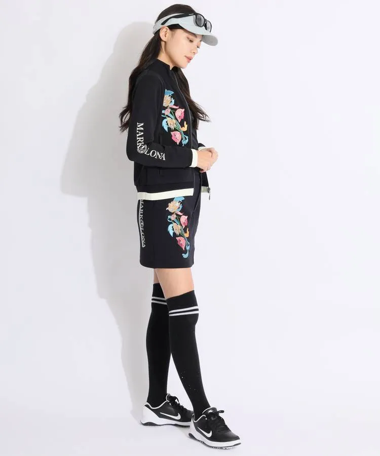 マーク＆ロナ ML フラワー刺しゅう長袖ポロシャツ レディースゴルフ