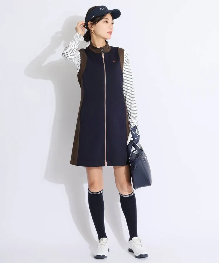 超美品】ヒールクリーク ノースリーブワンピース 黒×グレー 裾