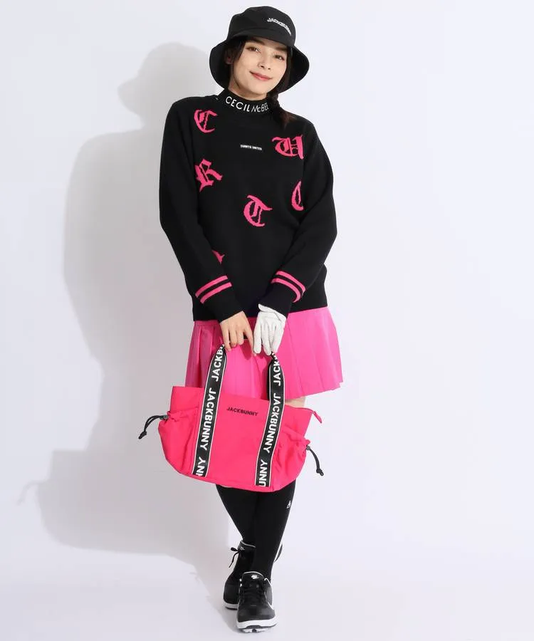 ニットトップス プルオーバー ゴシック調 ロゴジャガード レディース クアルトユナイテッド ゴルフウェア 24FW Cuarto UNITED ニット プルオーバー トップス ゴシック調 ロゴ