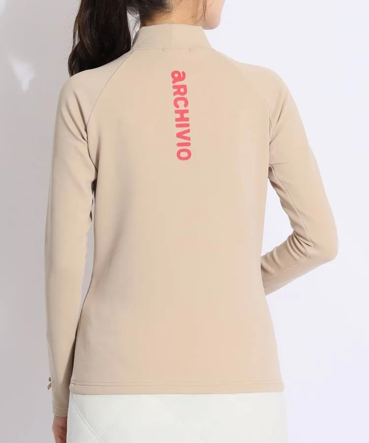 アルチビオ AR 袖口リボン鹿の子モックネック長袖カットソー