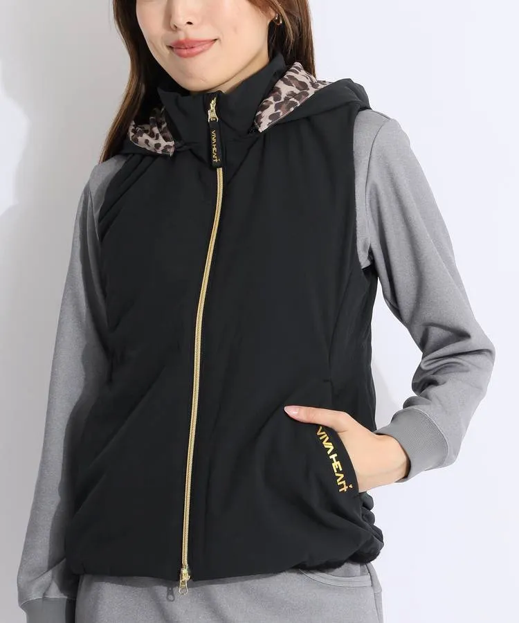 ★VIVA HEART フード付きダウンベスト　サイズ42　ビバハート ビバハート ゴルフウェア レディース 中綿 ダウンベスト ピンク