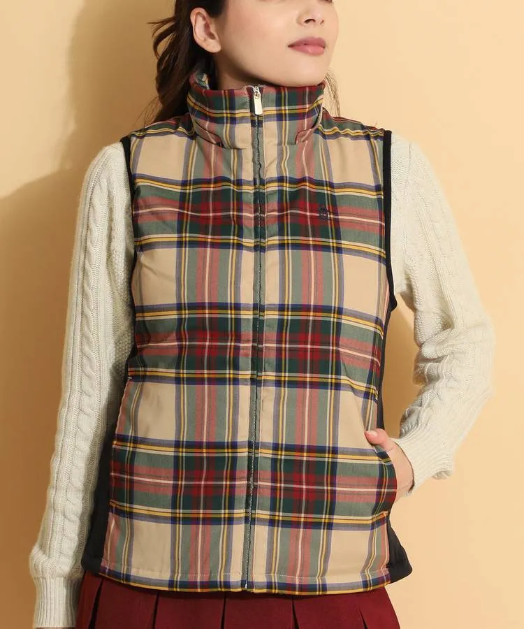 マンシングウェア MW 【蓄熱保温】チェック柄フーディ中綿ベスト