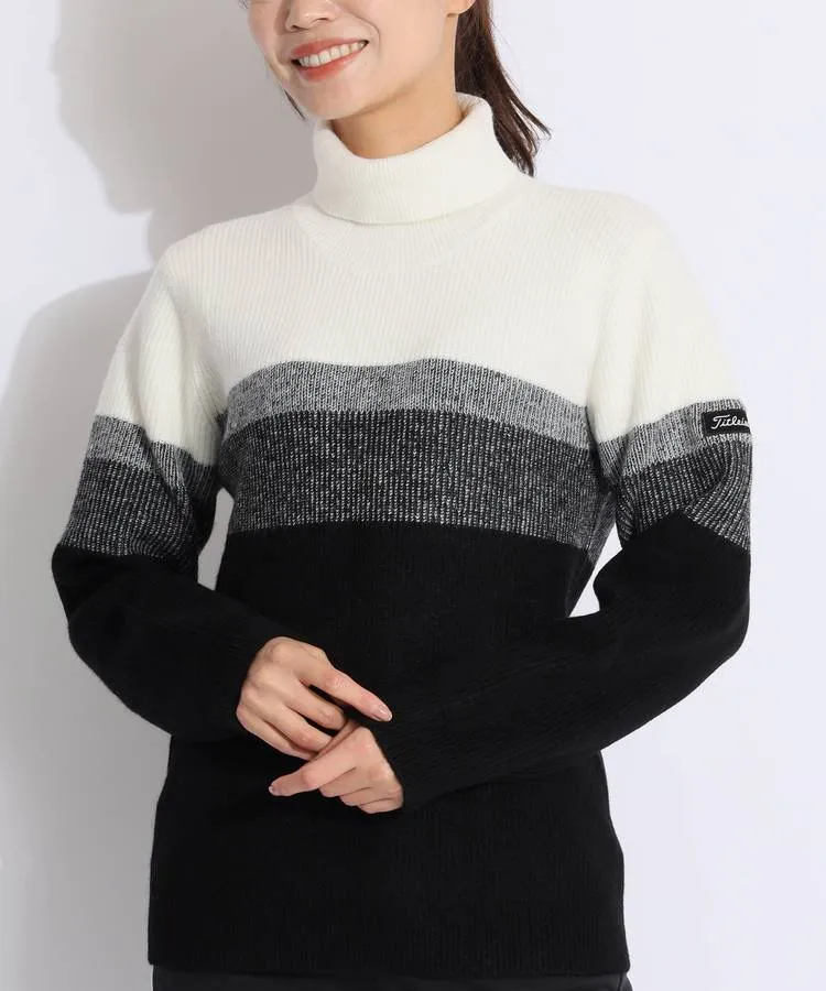 美品　タイトリスト　レディース　セーター　グラデーションタートルネックリブニット タイトリスト TL グラデーションタートルネックリブニット