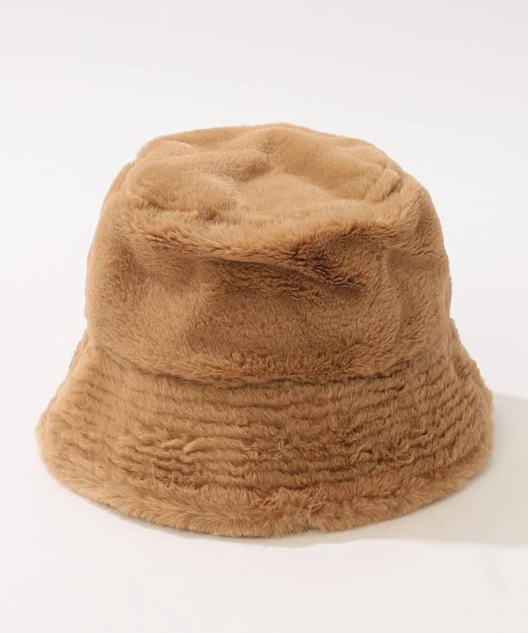 ニューエラ NE サークルロゴフェイクファーバケットハット(ブラウン