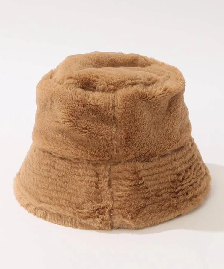 ニューエラ NE サークルロゴフェイクファーバケットハット(ブラウン